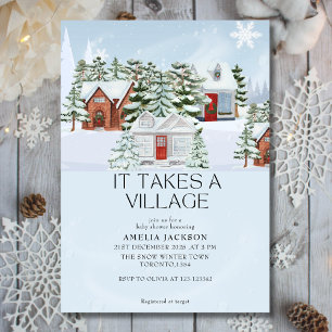 Invitación Toma la ducha de bebé de la ciudad azul de inviern