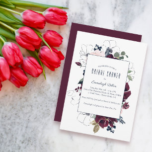Invitación Tómalo Florals Despedida de Soltera   Burgundy Azu