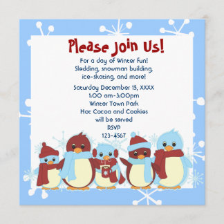 Invitación Tomando un pequeño pingüino para caminar