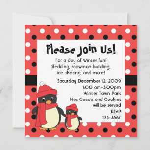 Invitación Tomando un pequeño pingüino para caminar