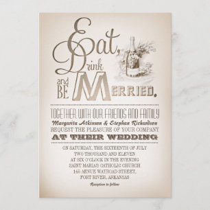 Invitación tomar una copa y casarse con invitados de boda