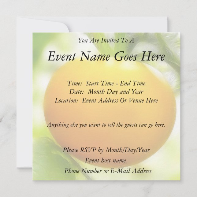 Invitación Tomate anaranjado grande de la herencia (Anverso)