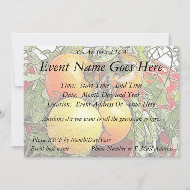 Invitación Tomates Heirloom Frescos de Jardín (Anverso)