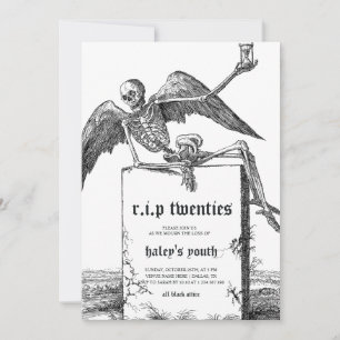 Invitación Tombstone RIP veinteañeros veinteañeros trigésimo 