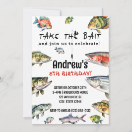 Invitación Tome el cumpleaños de la pesca de la acuarela del 