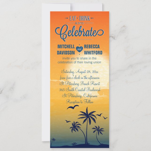 Invitación Tome una bebida y celebre el Boda de verano del at (Anverso)