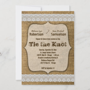 Invitación Tome Una Bebida Y Esté Casado Con Burlap Y Diseño