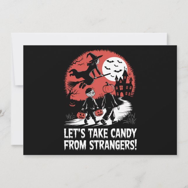 Invitación Tomemos Caramelos de Extraños Divertido Halloween (Anverso)