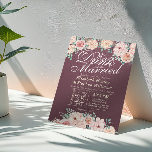 Invitación Tómese una bebida y se case con una boda floral