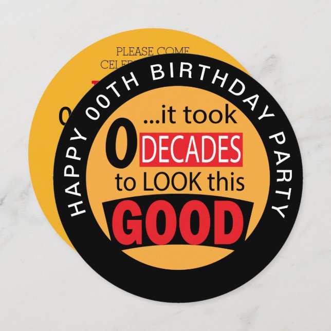 Invitación Tomó 0 Décadas para lucir esta buena - 00 Invitaci (Anverso / Reverso)