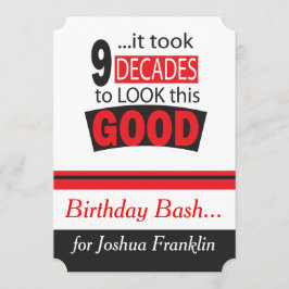 Invitación Tomó 9 décadas mirar este buen cumpleaños número 9