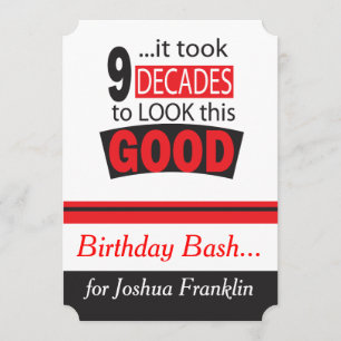 Invitación Tomó 9 décadas mirar este buen cumpleaños número 9