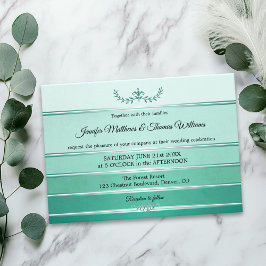Invitación Ton sur Ton Boda de rayas verdes plateadas