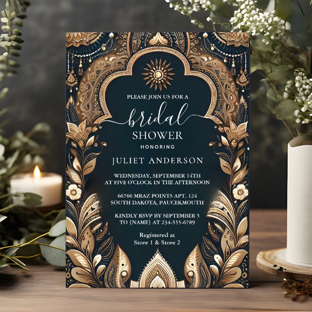 Invitación Tone Hindi Henna Mehndi Ducha de novias al estilo  (Subido por el creador)
