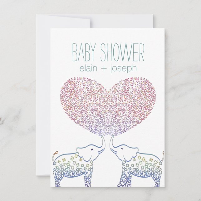 Invitación Toneladas cortas de elefante amado Baby Shower Neu (Anverso)