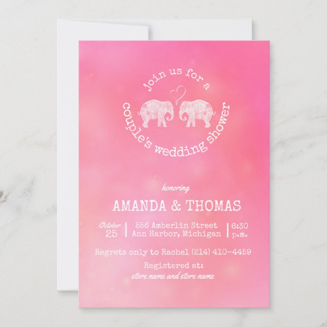 Invitación Toneladas de amor Boda de pareja rosa / ducha bird (Anverso)