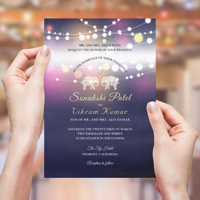 Invitación TONELADAS DE AMOR/Elefante Pareja Boda India (Subido por el creador)