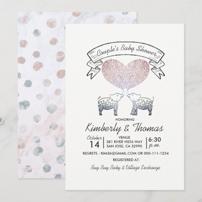 Invitación Toneladas de amor Neutral de la pareja de género B (Anverso / Reverso)