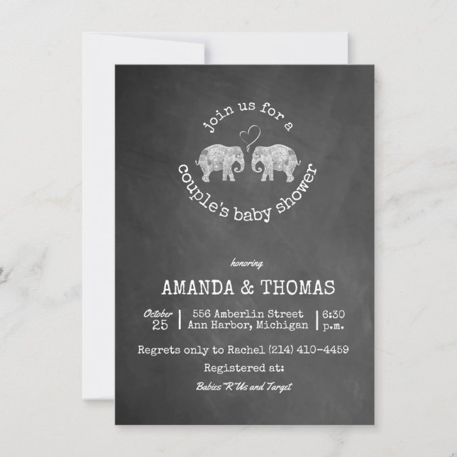 Invitación Toneladas de Baby Shower del par de la pizarra del (Anverso)