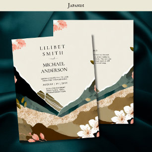 Invitación Tones de la tierra del tema Boda japonés escandina