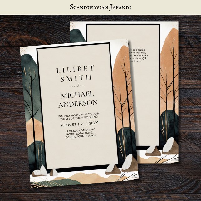 Invitación Tones de la tierra del tema Boda japonés escandina (Subido por el creador)