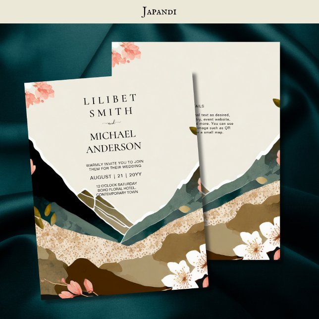 Invitación Tones de la tierra del tema Boda japonés escandina (Subido por el creador)
