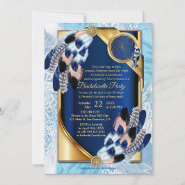 Invitación Tono azul de loro exótico plumas Bachelorette