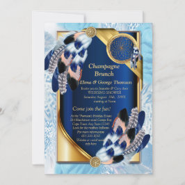 Invitación Tono azul de loro exótico plumas de color azul Cou