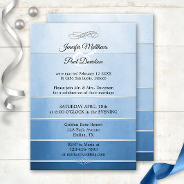 Invitación Tono azul plateado en Boda de post con franjas de 