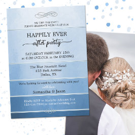 Invitación Tono azul sobre tono feliz para siempre después de