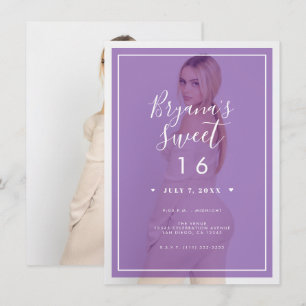 Invitación Tono de foto púrpura Overlay 2 Sweet 16 modernos