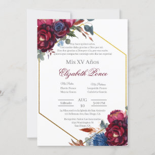 Invitación Tono de joya con marco Quinceañera
