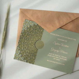 Invitación Tono de la Tierra moderna Sage green & gold classi
