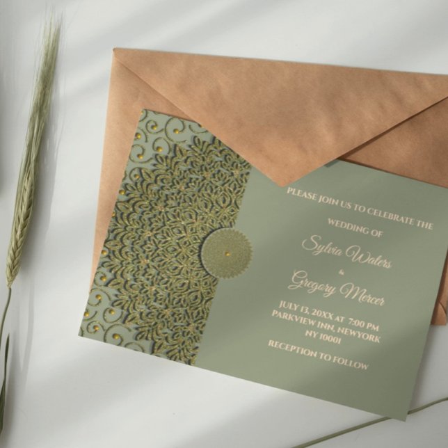 Invitación Tono de la Tierra moderna Sage green & gold classi (Subido por el creador)