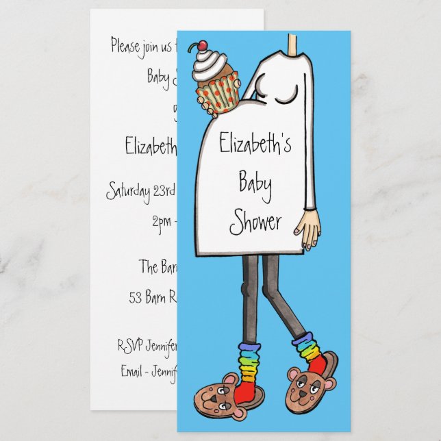 Invitación Tono de piel clara Baby Shower personalizado (Anverso / Reverso)