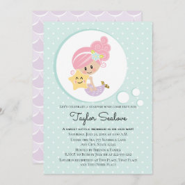 Invitación Tono de piel clara de Baby Shower de sirena