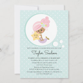 Invitación Tono de piel oscura Baby Shower de la sirena