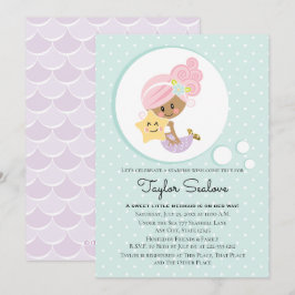 Invitación Tono de piel oscura Baby Shower de la sirena