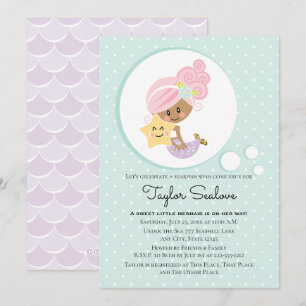 Invitación Tono de piel oscura Baby Shower de la sirena