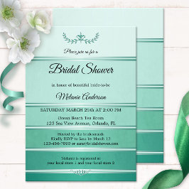 Invitación Tono de rayas verdes plateadas en ducha de novias 