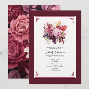 Invitación Tono de vino floral desayuno de novia degustación