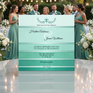 Invitación Tono rayado verde plateado en Boda de tono