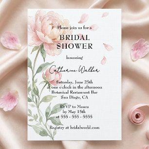 Invitación Tono Rosa Coral Acuarela de Peonía para Despedida 