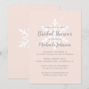 Invitación Tono Rosa Gris Copo de Nieve Bridal Shower de Invi