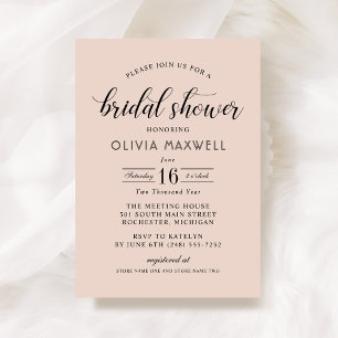 Invitación Tono Rosa Rubor Fecha Destacada Boda Despedida de 