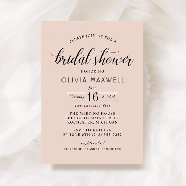 Invitación Tono Rosa Rubor Fecha Destacada Boda Despedida de  (Subido por el creador)