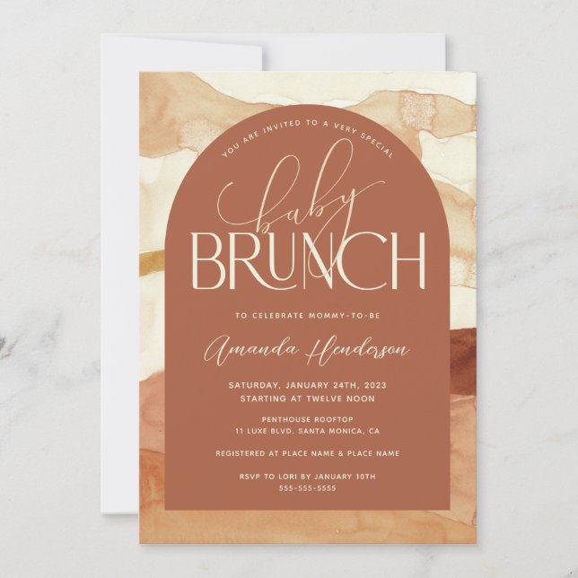 Invitación Tono Tierra Brunch de bebé neutral en género (Anverso)