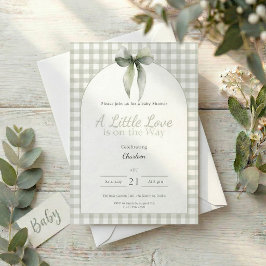 Invitación Tono Verde Arco Gingham Baby Shower