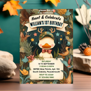 Invitación tono Wild Camo Oh Deer Duck caza 1º cumpleaños