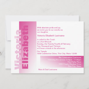 Invitación Tonos de Bat Rosado Mitzvah